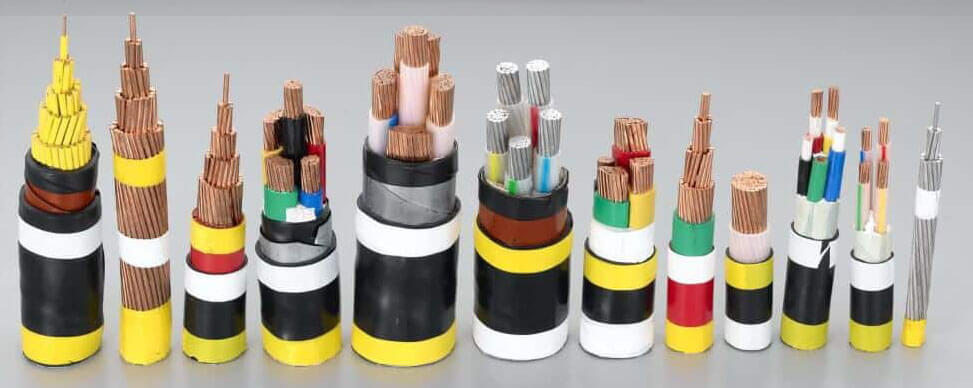 Different types of electrical wires and cables